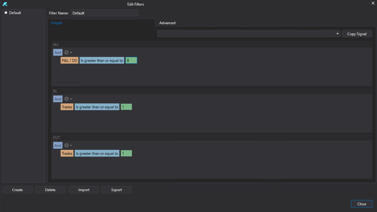 Automated Workflows Filter Interface